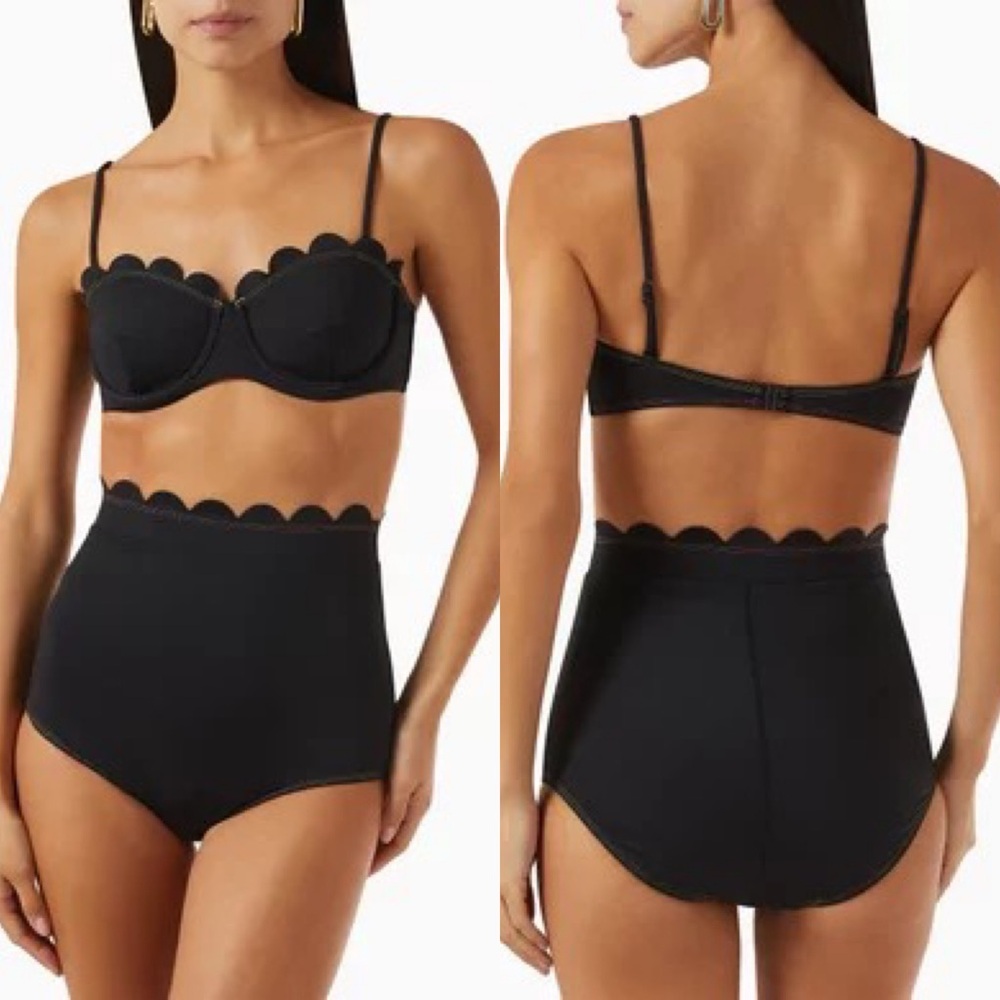 Free People Black Scalloped Bikini BOTTOMS ONLY